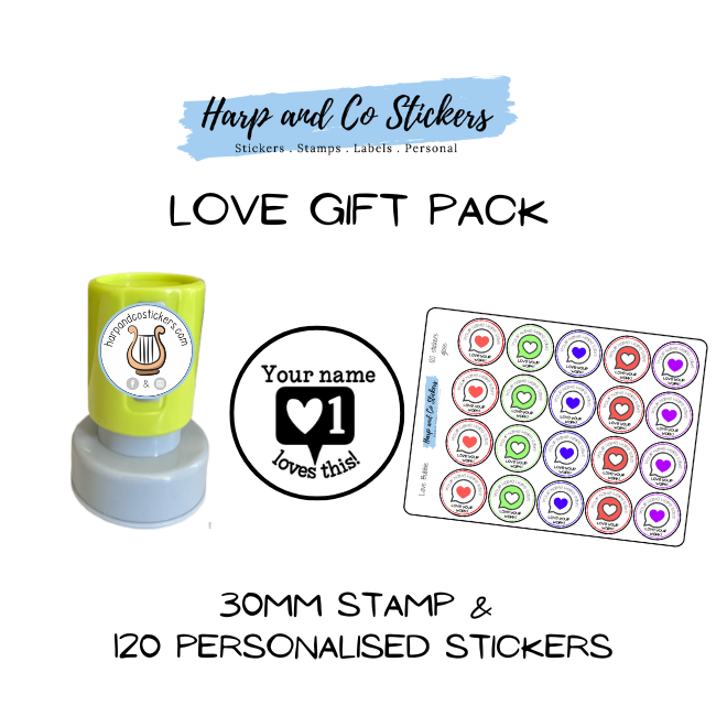 Gift Pack 30mm Stamp + 120 Stickers - Love