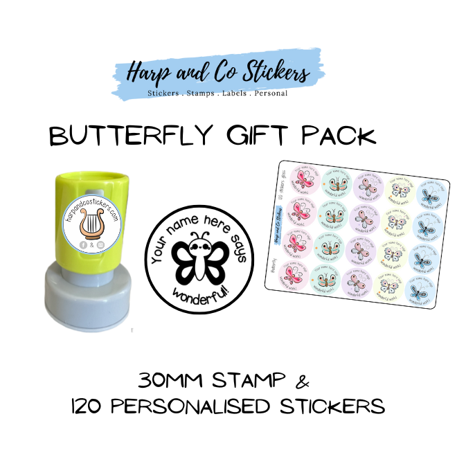 Gift Pack 30mm Stamp + 120 Stickers - Butterfly