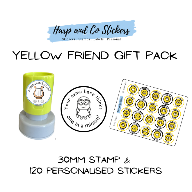 Gift Pack 30mm Stamp + 120 Stickers - Yellow Friends