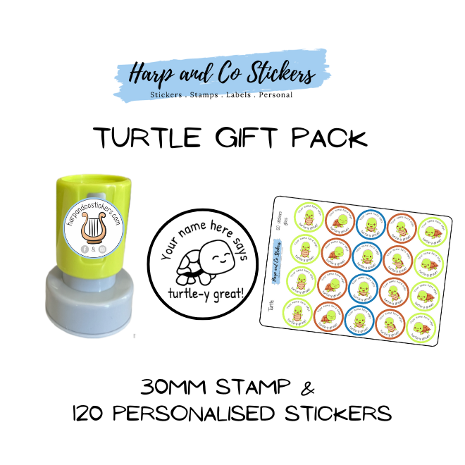 Gift Pack 30mm Stamp + 120 Stickers - Turtle