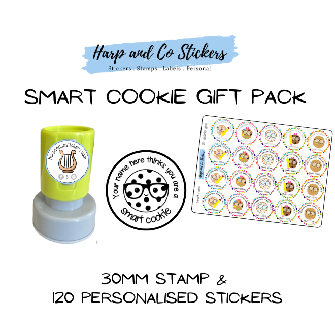 Gift Pack 30mm Stamp + 120 Stickers - Smart Cookie