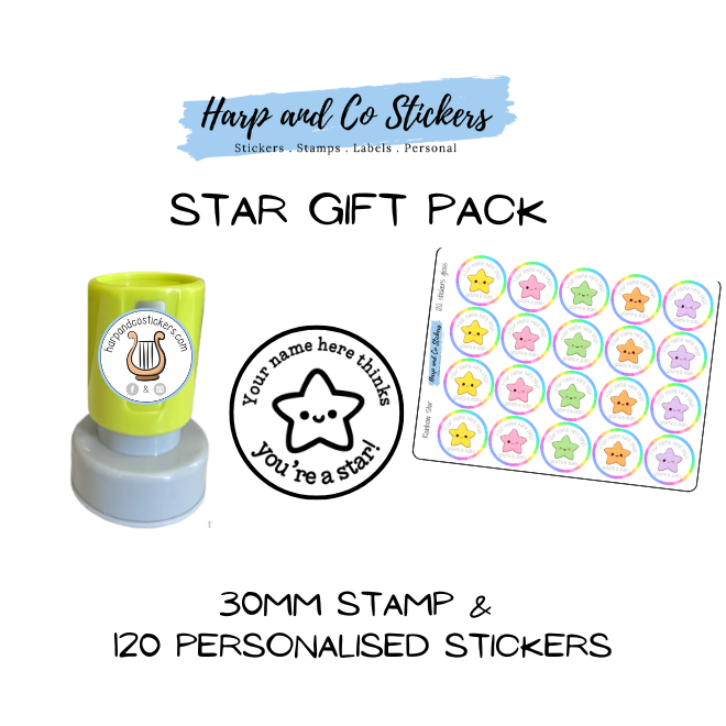 Gift Pack 30mm Stamp + 120 Stickers - Star