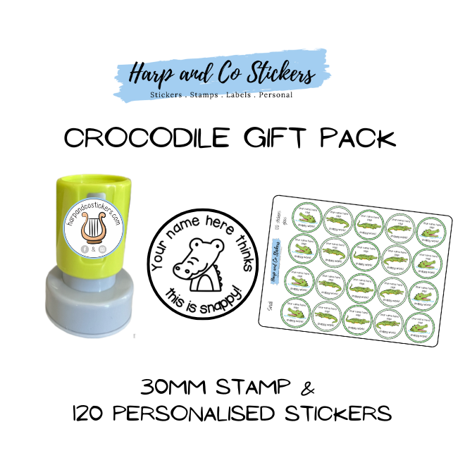 Gift Pack 30mm Stamp + 120 Stickers - Crocodile