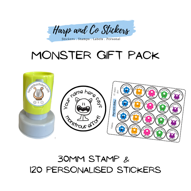 Gift Pack 30mm Stamp + 120 Stickers - Monster