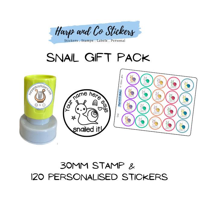 Gift Pack 30mm Stamp + 120 Stickers - Snail