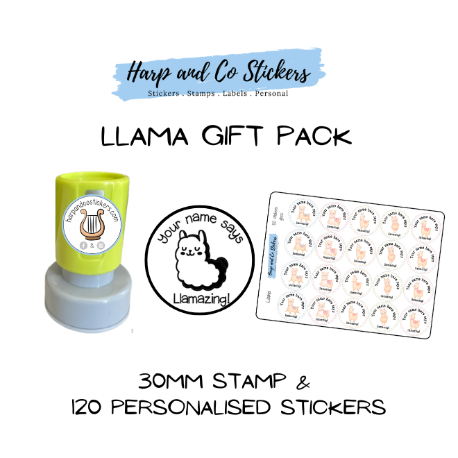 Gift Pack 30mm Stamp + 120 Stickers - Llama