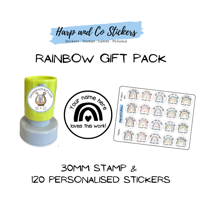 Gift Pack 30mm Stamp + 120 Stickers - Rainbow