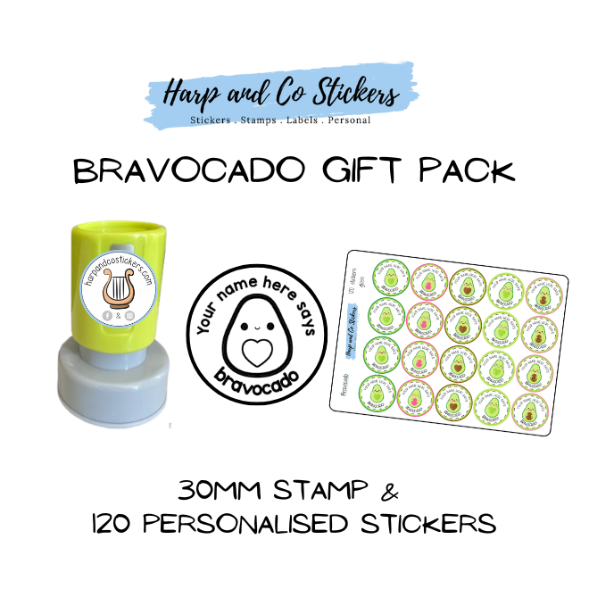 Gift Pack 30mm Stamp + 120 Stickers - Bravocado