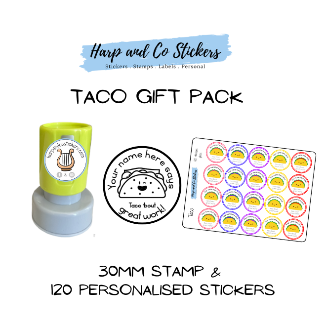 Gift Pack 30mm Stamp + 120 Stickers - Taco