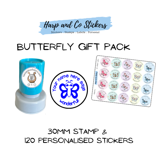 Gift Pack 30mm Stamp + 120 Stickers - Butterfly