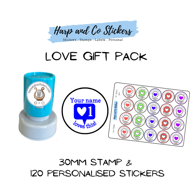 Gift Pack 30mm Stamp + 120 Stickers - Love