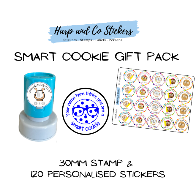 Gift Pack 30mm Stamp + 120 Stickers - Smart Cookie