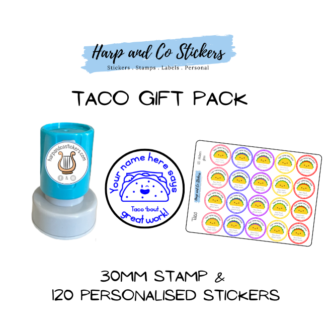 Gift Pack 30mm Stamp + 120 Stickers - Taco