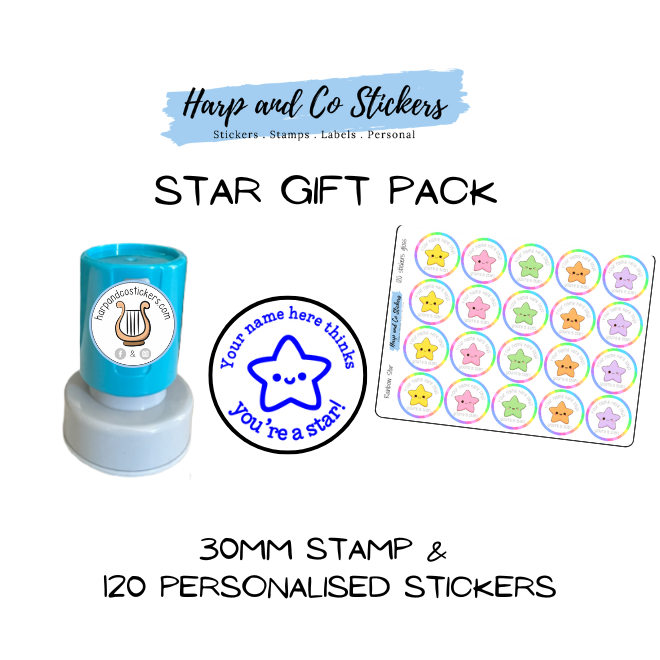 Gift Pack 30mm Stamp + 120 Stickers - Star