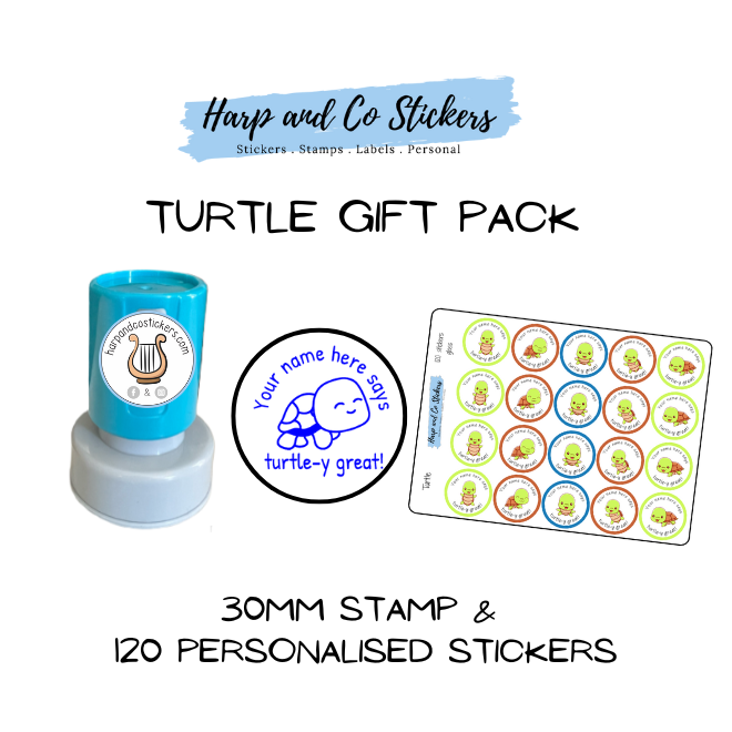 Gift Pack 30mm Stamp + 120 Stickers - Turtle