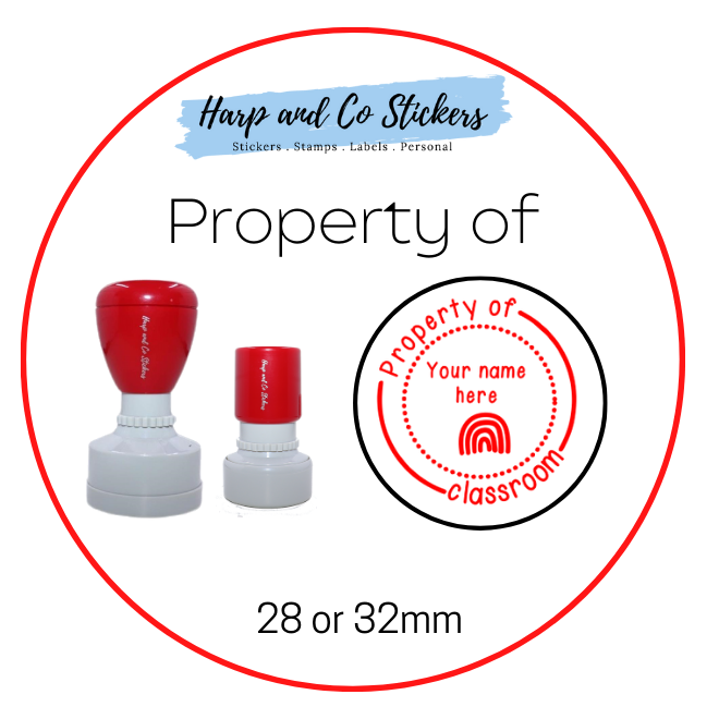 28 or 32mm Personalised Merit Stamp - Property of