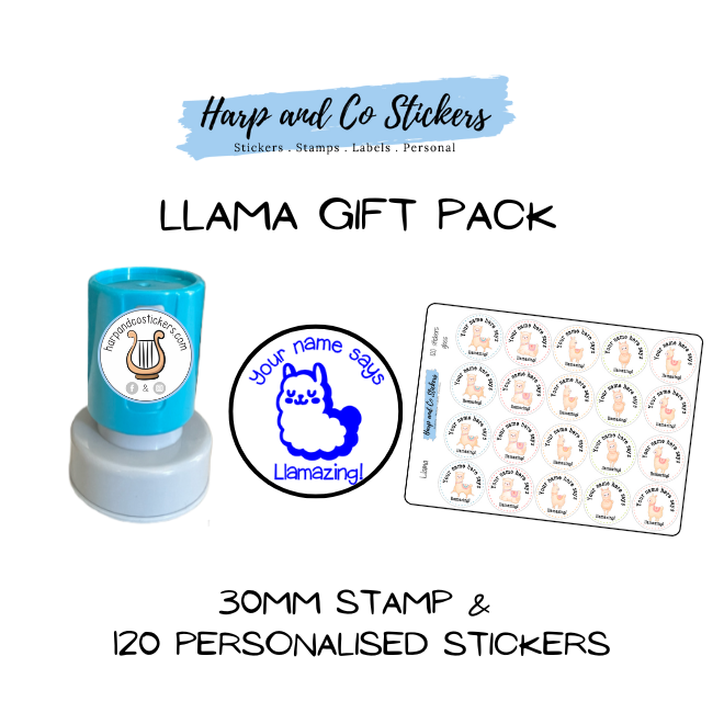 Gift Pack 30mm Stamp + 120 Stickers - Llama