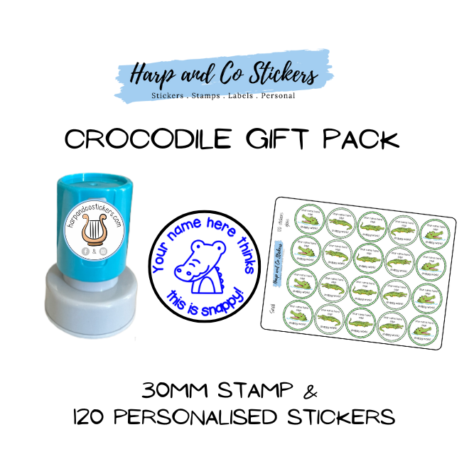 Gift Pack 30mm Stamp + 120 Stickers - Crocodile