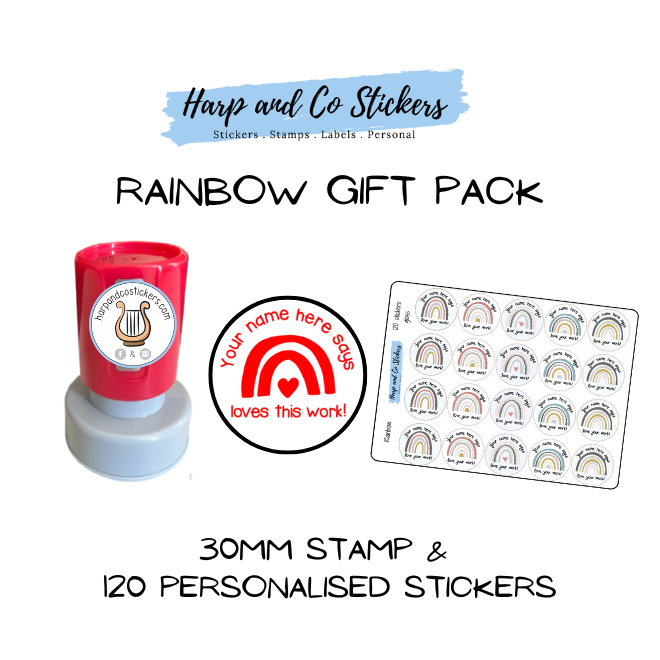 Gift Pack 30mm Stamp + 120 Stickers - Rainbow