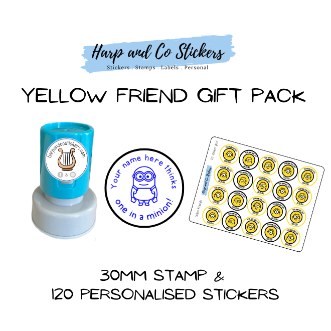 Gift Pack 30mm Stamp + 120 Stickers - Yellow Friends