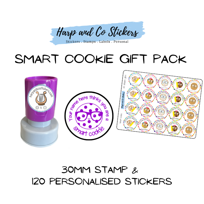 Gift Pack 30mm Stamp + 120 Stickers - Smart Cookie