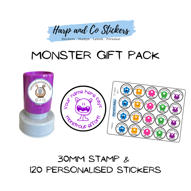 Gift Pack 30mm Stamp + 120 Stickers - Monster