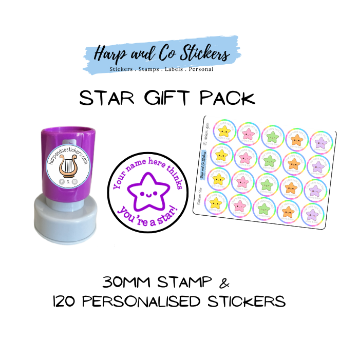 Gift Pack 30mm Stamp + 120 Stickers - Star