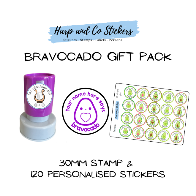 Gift Pack 30mm Stamp + 120 Stickers - Bravocado