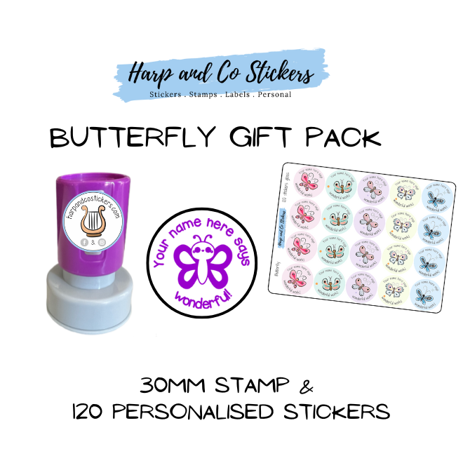 Gift Pack 30mm Stamp + 120 Stickers - Butterfly