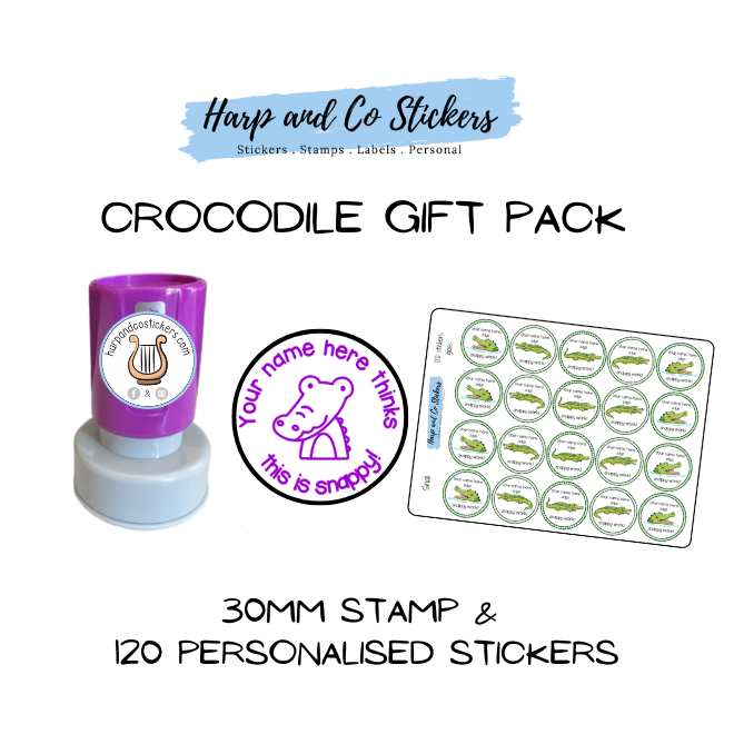 Gift Pack 30mm Stamp + 120 Stickers - Crocodile