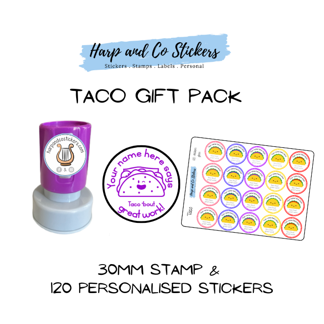 Gift Pack 30mm Stamp + 120 Stickers - Taco