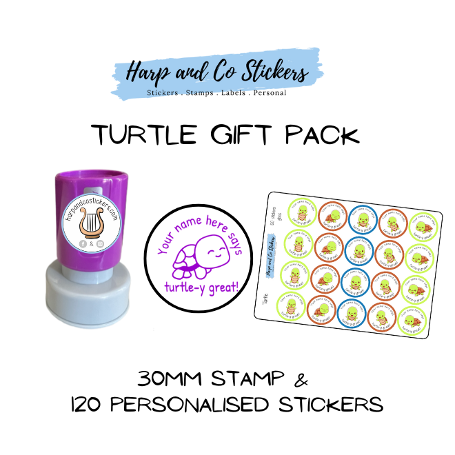 Gift Pack 30mm Stamp + 120 Stickers - Turtle