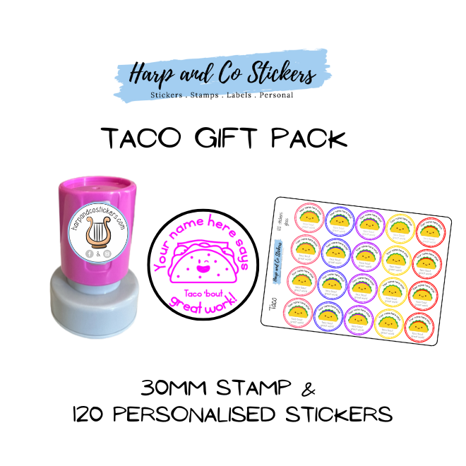 Gift Pack 30mm Stamp + 120 Stickers - Taco