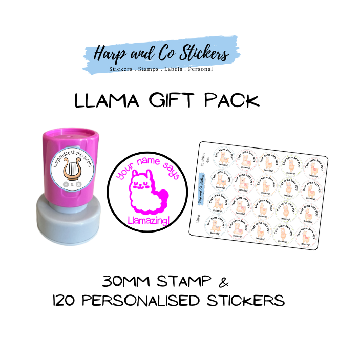 Gift Pack 30mm Stamp + 120 Stickers - Llama