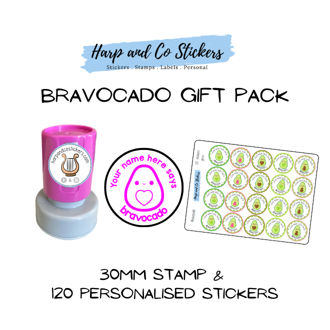 Gift Pack 30mm Stamp + 120 Stickers - Bravocado