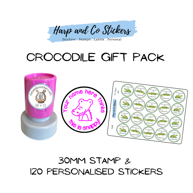 Gift Pack 30mm Stamp + 120 Stickers - Crocodile