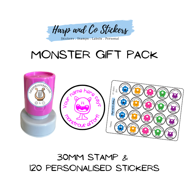 Gift Pack 30mm Stamp + 120 Stickers - Monster