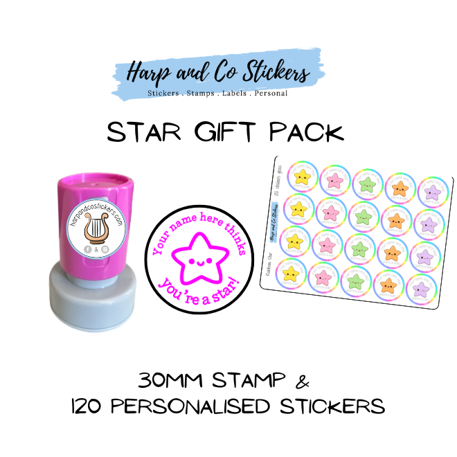 Gift Pack 30mm Stamp + 120 Stickers - Star