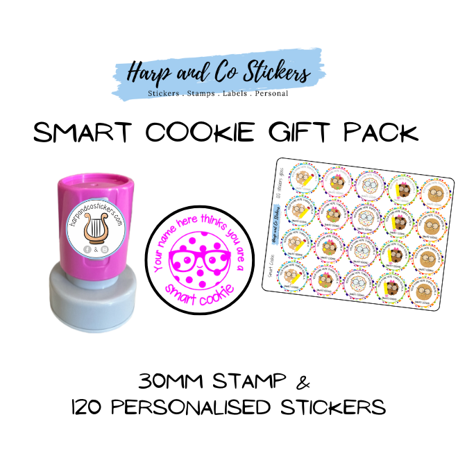 Gift Pack 30mm Stamp + 120 Stickers - Smart Cookie