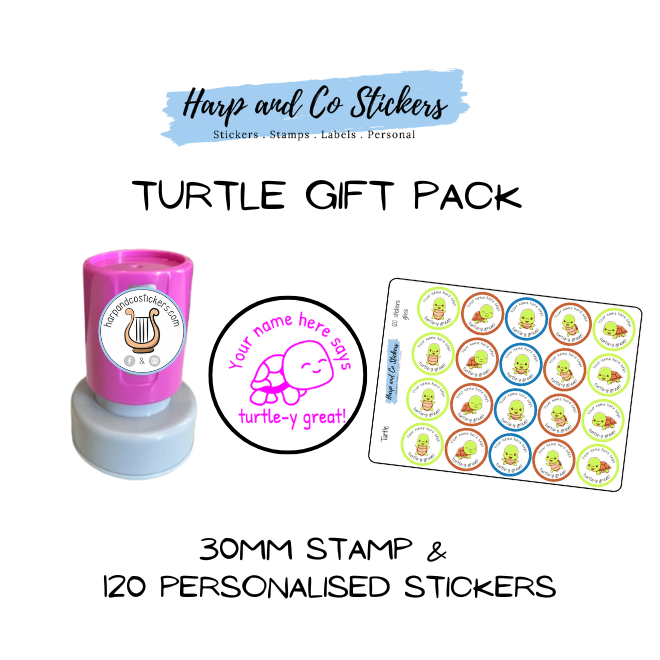 Gift Pack 30mm Stamp + 120 Stickers - Turtle