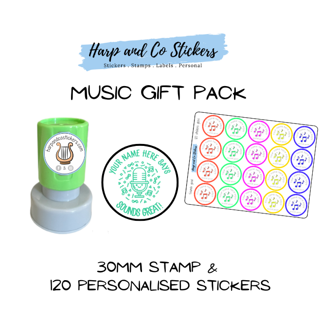 Gift Pack 30mm Stamp + 120 Stickers - Music