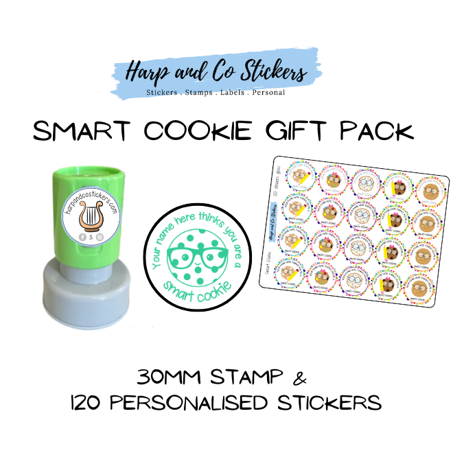 Gift Pack 30mm Stamp + 120 Stickers - Smart Cookie