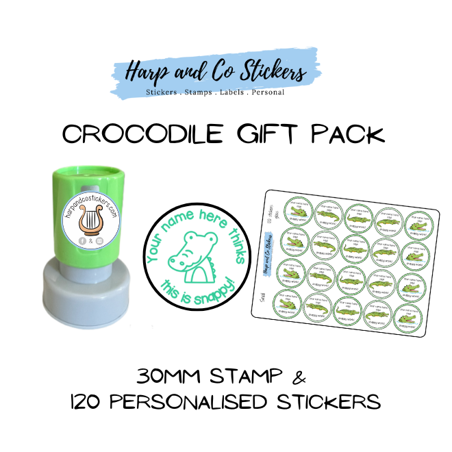 Gift Pack 30mm Stamp + 120 Stickers - Crocodile