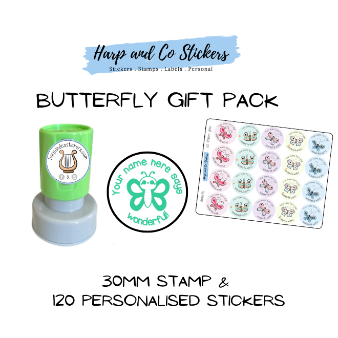 Gift Pack 30mm Stamp + 120 Stickers - Butterfly