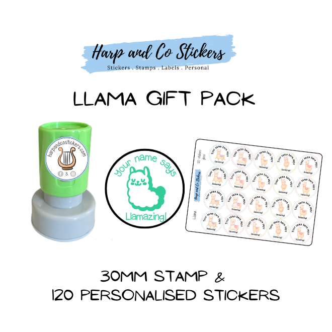 Gift Pack 30mm Stamp + 120 Stickers - Llama