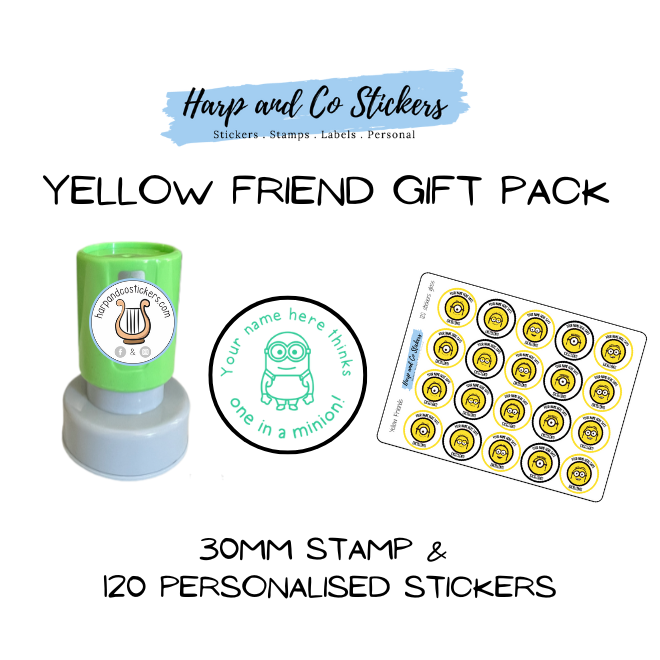 Gift Pack 30mm Stamp + 120 Stickers - Yellow Friends