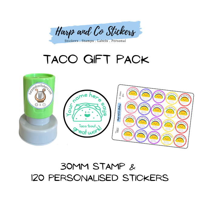 Gift Pack 30mm Stamp + 120 Stickers - Taco