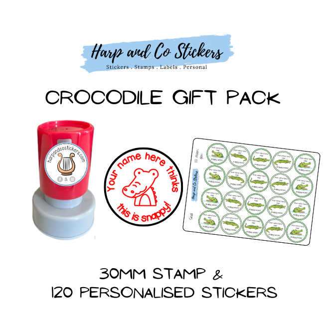 Gift Pack 30mm Stamp + 120 Stickers - Crocodile