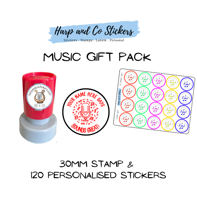 Gift Pack 30mm Stamp + 120 Stickers - Music