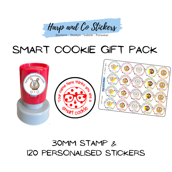 Gift Pack 30mm Stamp + 120 Stickers - Smart Cookie